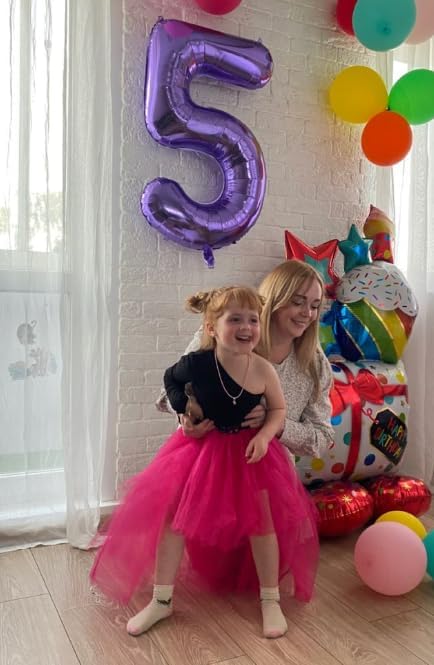 40 Inch Purple Mylar Foil Number 6 Birthday Balloon, Digital Balloons for 6 16 Boy Girl Party