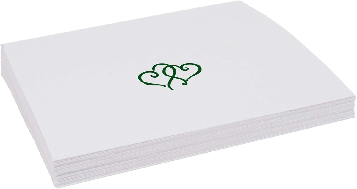 Linked Hearts Place Cards, Hunter Green (Choose Color), Set of 60, Pre-cut and Scored - Wedding