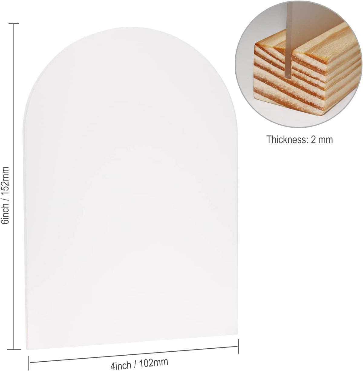 Frosted Blank Arch Acrylic Sign with Wooden Stands - 10 Pack DIY Customizable Sign Kit for Wedding