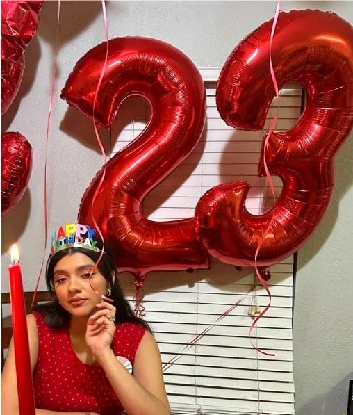 Number Balloon 40 Inch Red 3 Balloon, Mylar Foil Number 3 Balloon Red, Three 3rd 3 13 23 31 32 33