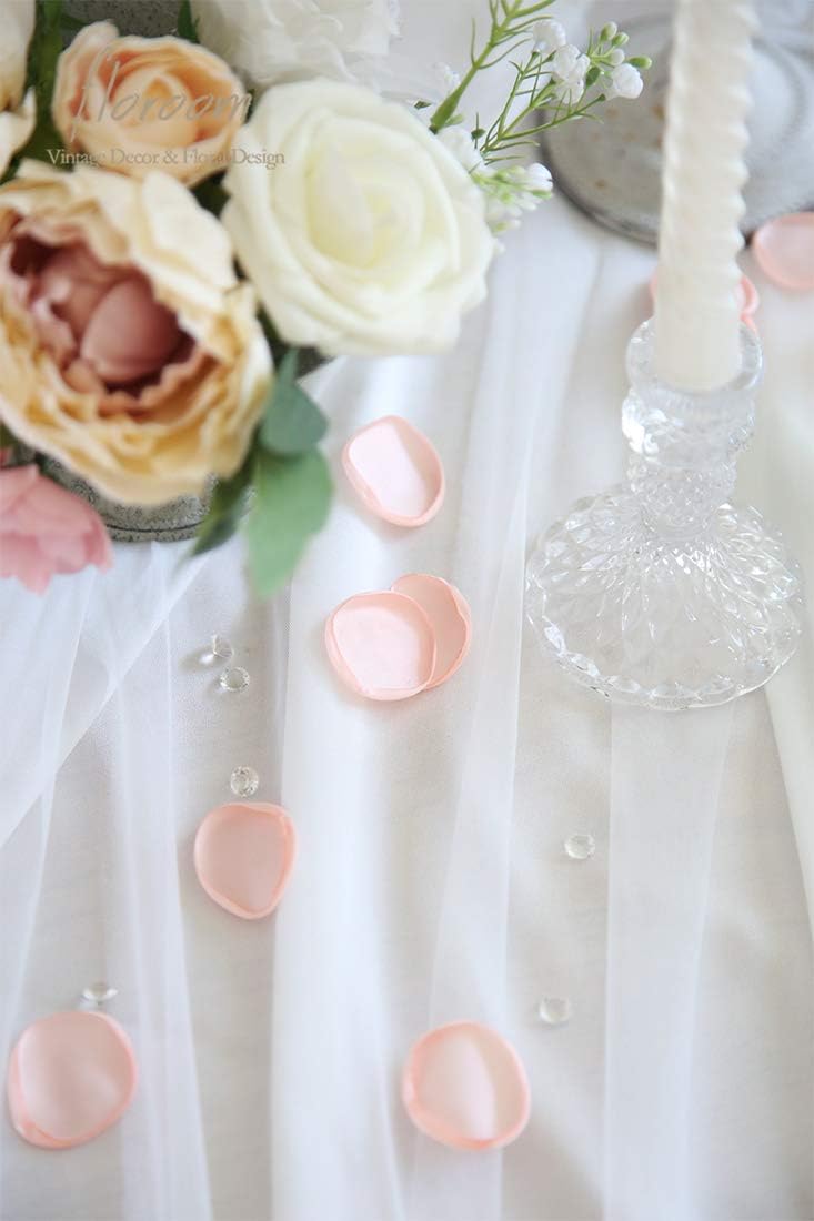 Floroom 300pcs Rose Petals Blush Faux Silk Flower Petals for Wedding Flower Girl Basket Pink Aisle