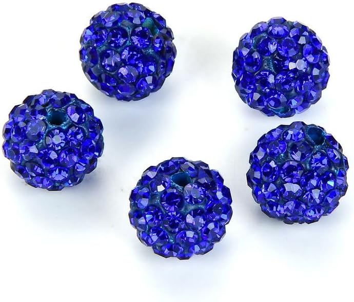 25pcs Adabele Grade A Suncatcher Crystal Rhinestone Pave Loose Beads 8mm Sapphire Blue Polymer Clay