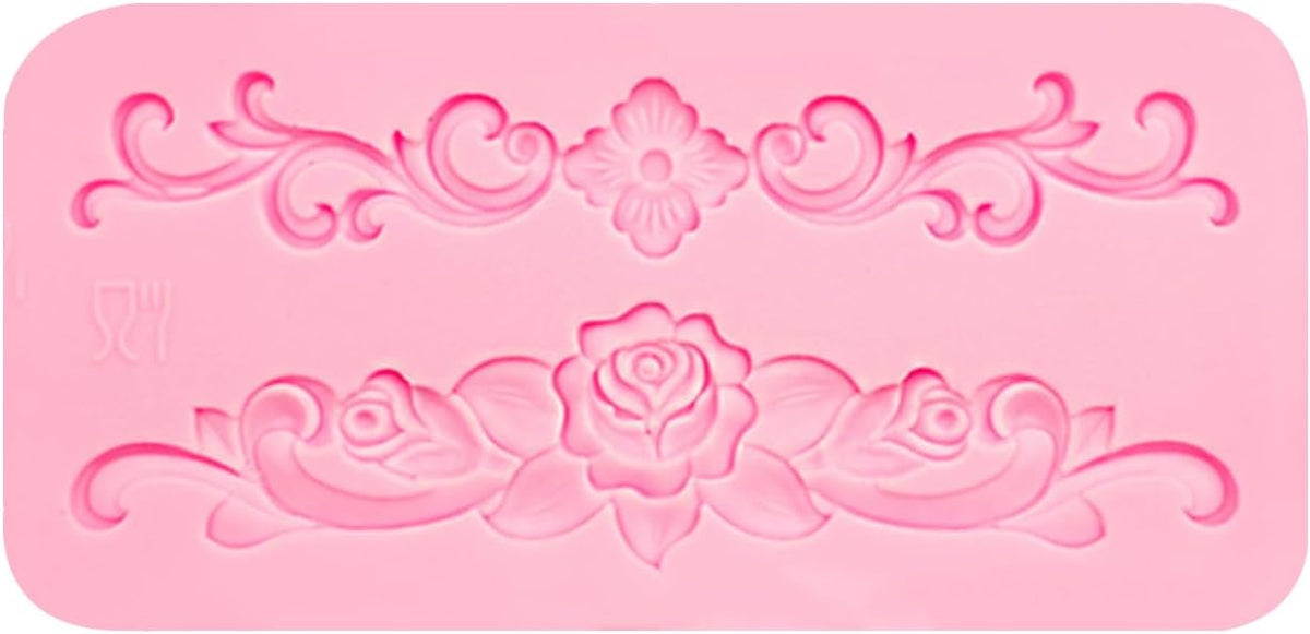 Baroque Scroll Silicone Fondant Molds, 8-Piece Decorative Border Cake Molds Set for Cupcake Topper
