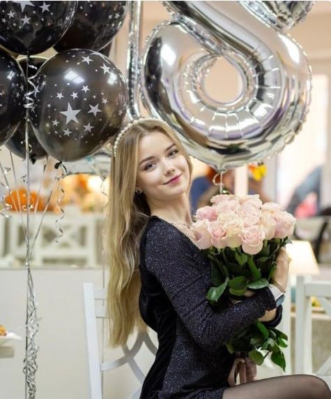 Silver Foil Number 8 Balloon 40 Inch, Helium Mylar Eight Number 8 18 28 38 48 58 80 88 Birthday