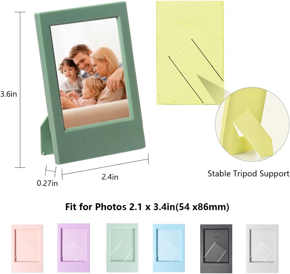 24 Pcs Polaroid Picture Frames, 2''x3'' Photo Frame for Fujifilm Instax Polaroid Film 8 Colors Mini
