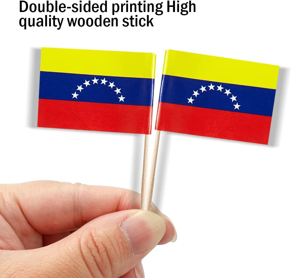Venezuela Flag Venezuelan Flag, Small Mini Venezuela Toothpick Flags for Food, Cupcakes, Cocktails