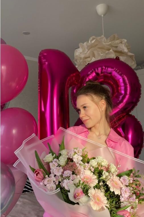 Hot Pink Number 1 Balloon 40 inch, Number 1 Birthday for Boy Girl, Hot Pink Foil One Balloon for