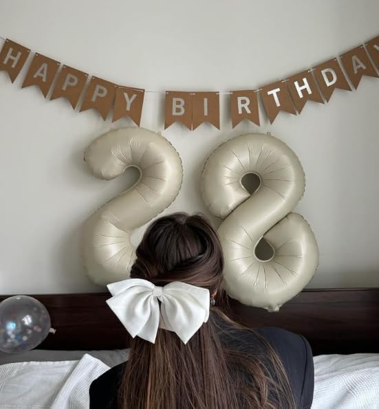 Cream White 5 Number Balloon 40 Inch Large Birthday Balloon, Five 5th 15 25 35 50 55 Birthday