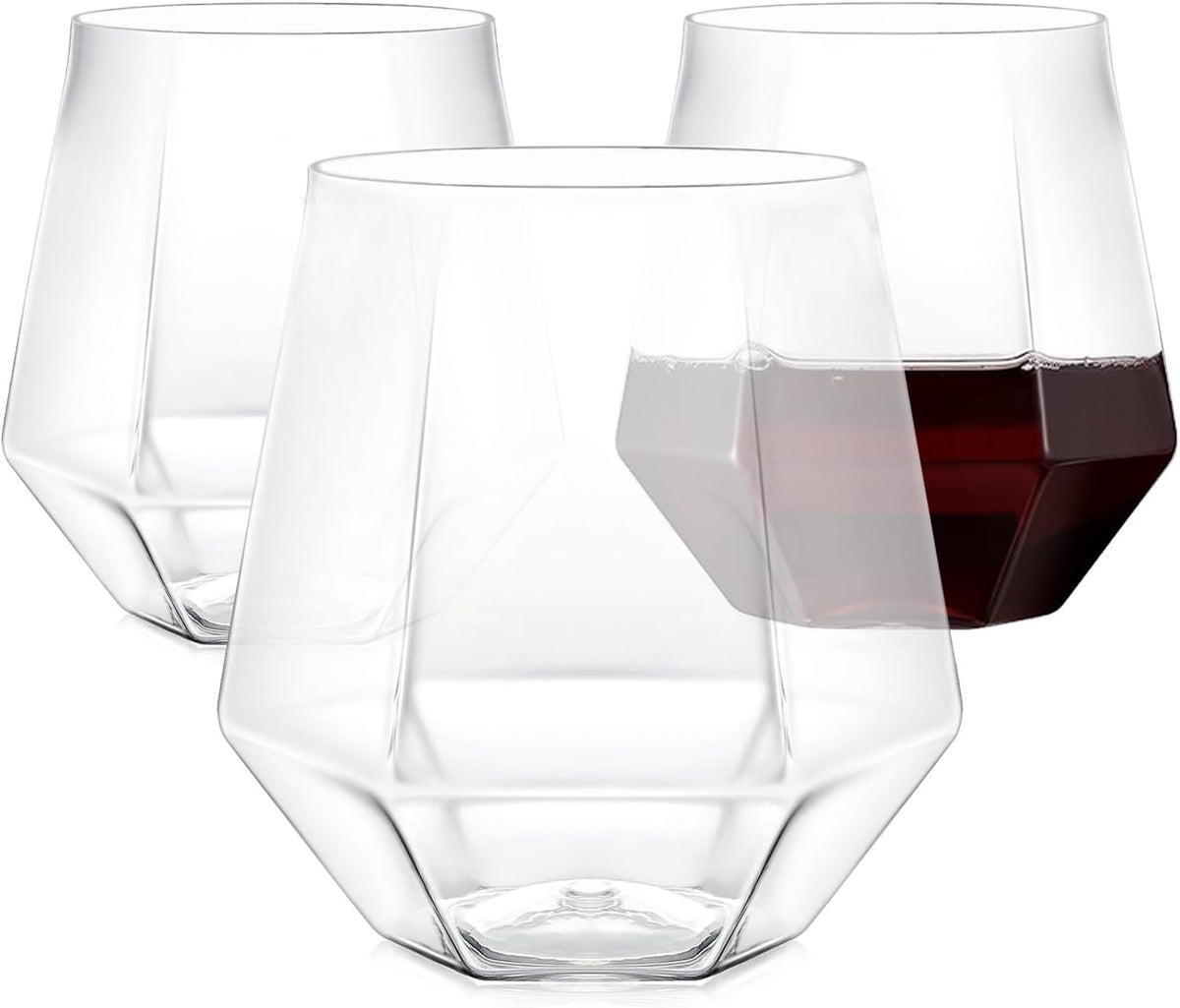 40 Pcak Plastic Stemless Wine cocktail Whiskey Champagne Glasses, 12 Oz Disposable Clear