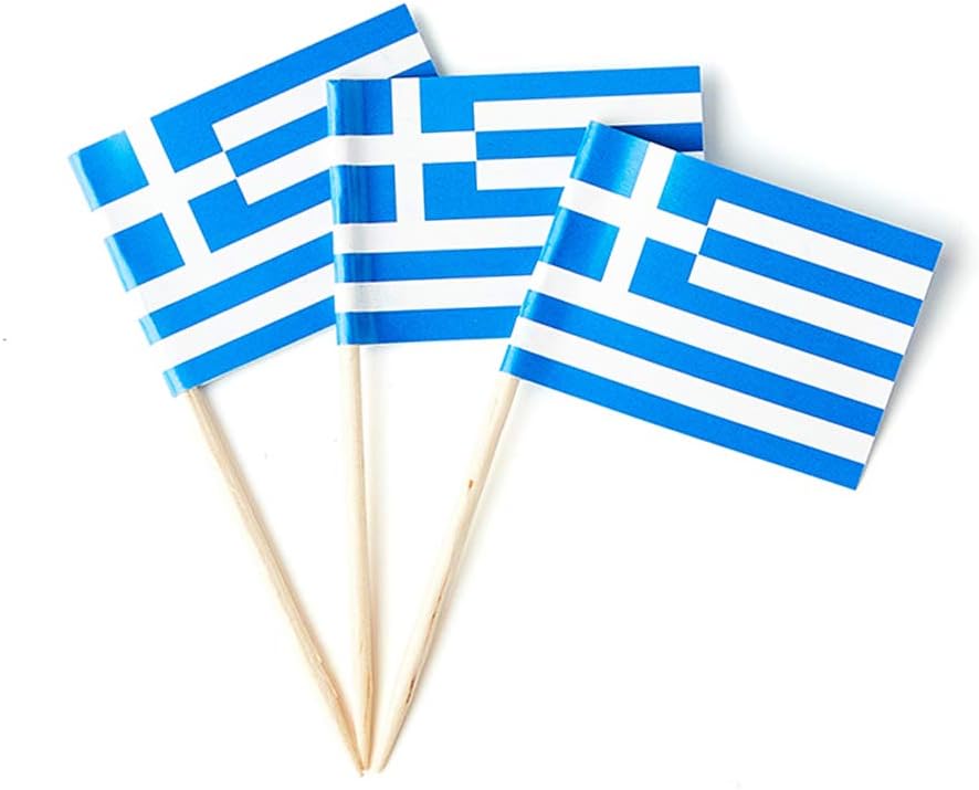 Greece Flag Greek Flag, Small Mini Greece Toothpick Flags for Food, Cupcakes, Cocktails