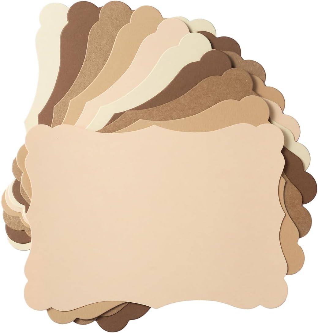 50 Pack Blank Kraft Cards Cardstock Thick Paper Brown Greeting Cards for DIY Gift Card Menus, Baby