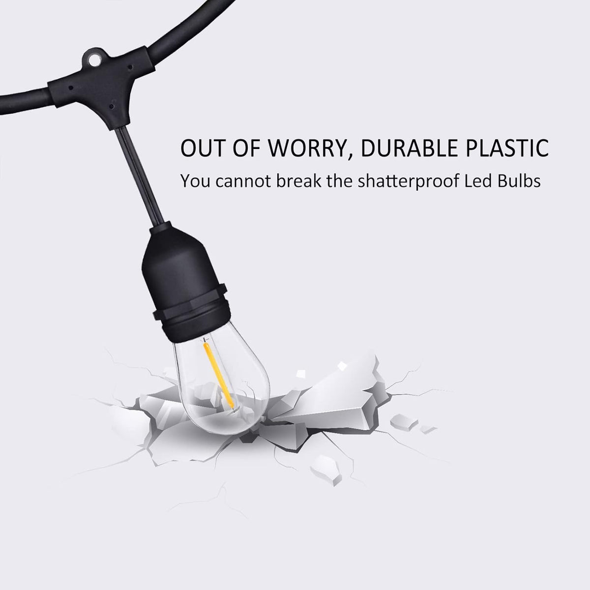 Achin Outdoor String Lights 96FT(48FT*2) Waterproof IP65 LED Patio Lights with 30+2 S14 Edison