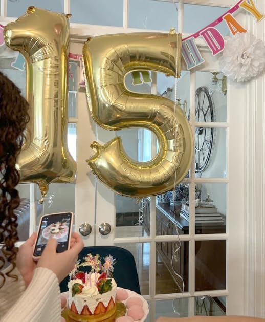 Light Gold 40 Inch Large Number 5 Birthday Balloon, Five 5th 15 25 35 50 55 Birthday Celebration