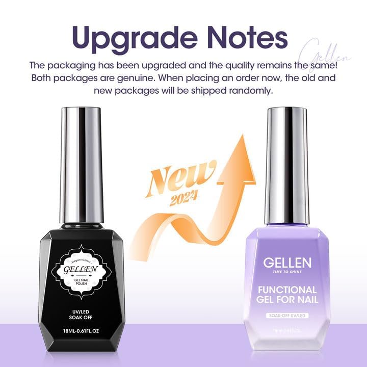 GELLEN Builder Nail Gel with Gel Top Coat Base Coat, 3 Pcs 18ml Top Coat Nail Polish Set, Soak Off