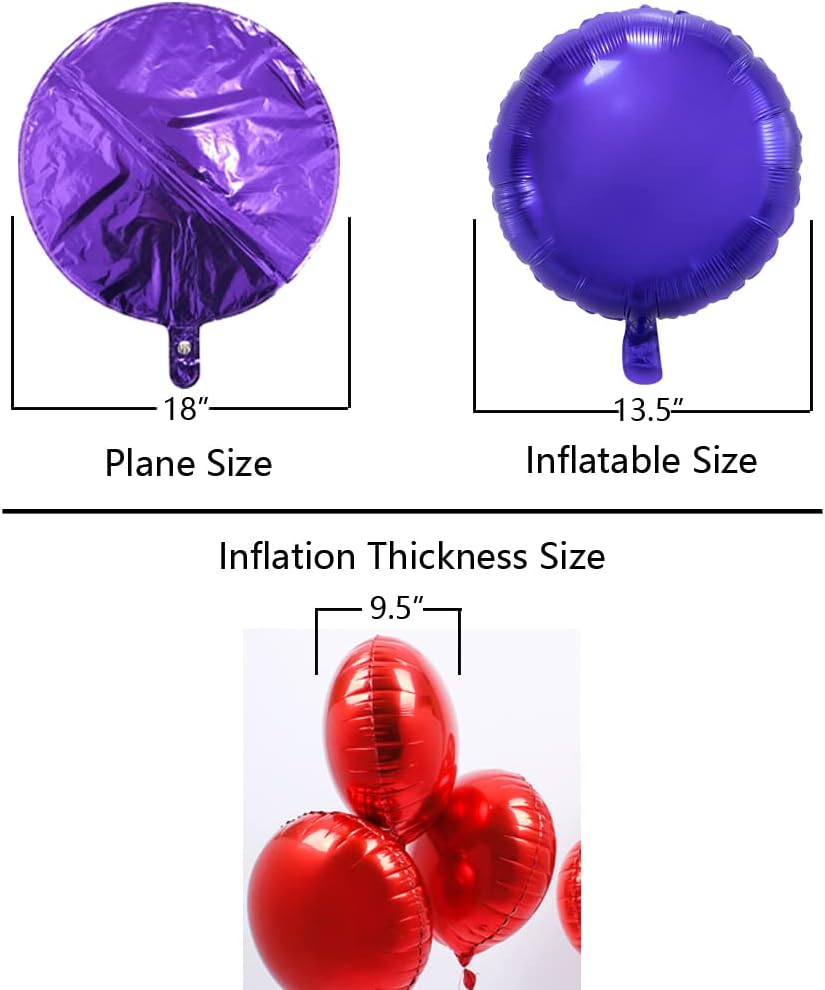 Purple Round Balloon 18 Inches Foil Balloons Mylar Helium Balloons for Birthday Party Wedding Baby