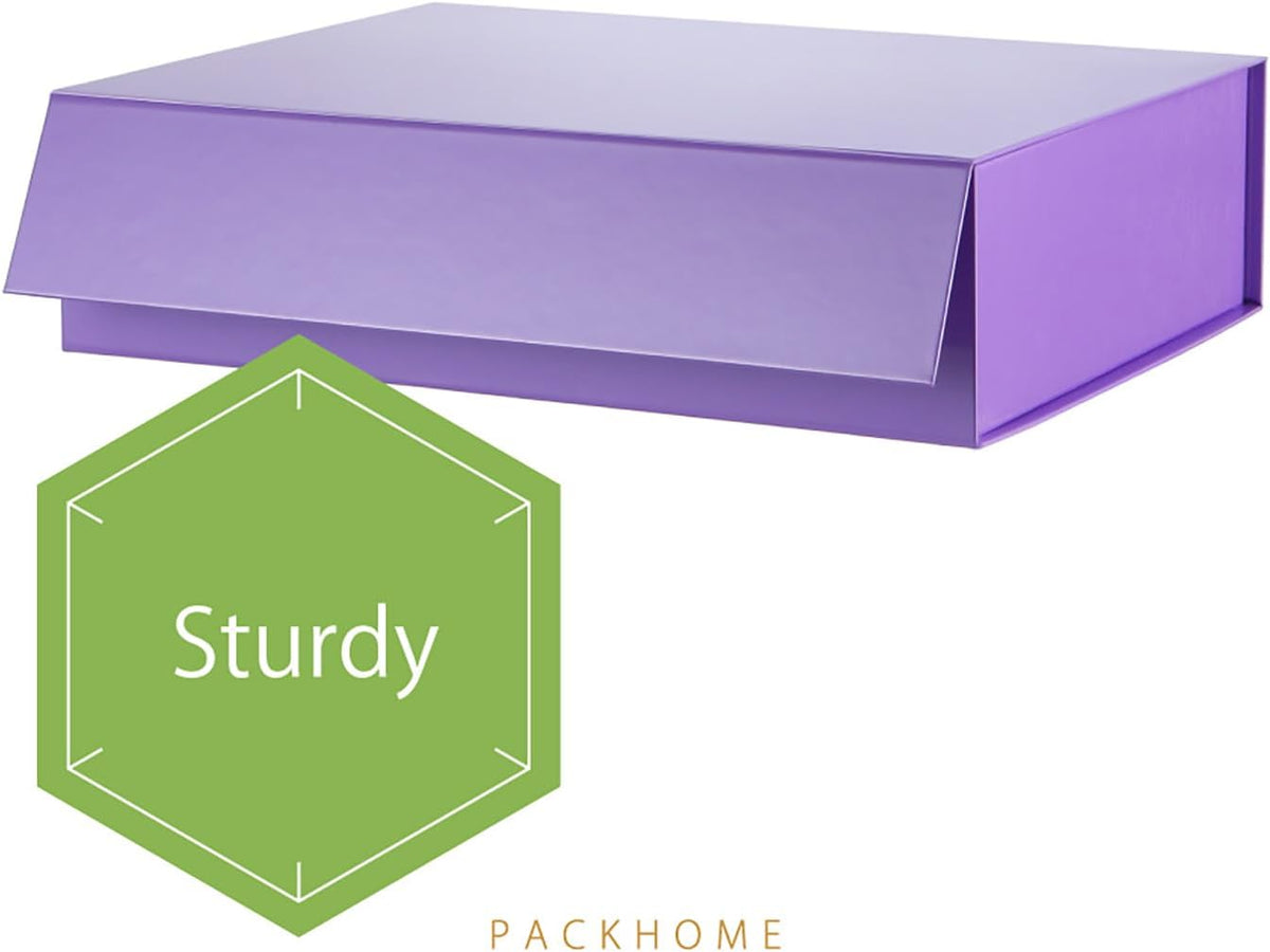 PACKHOME Large Gift Box 13.5x10x3.5 Inches, Sturdy Shirt Box with Magnetic Lid for Multiple
