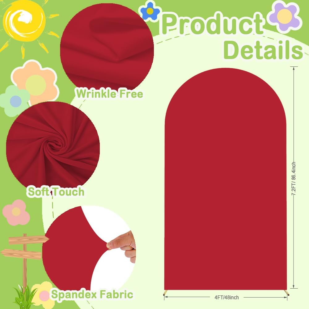 Red Arch Cover Wedding Arch Stand Covers 7.2FT Arch-Backdrop-Cover Spandex Arch Covers Stretchy