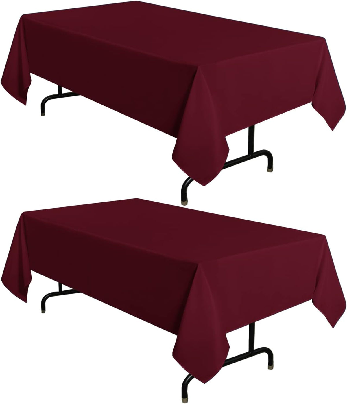 sancua 2 Pack Burgundy Tablecloth 60 x 84 Inch, Rectangle 4 Feet Table Cloth - Stain and Wrinkle