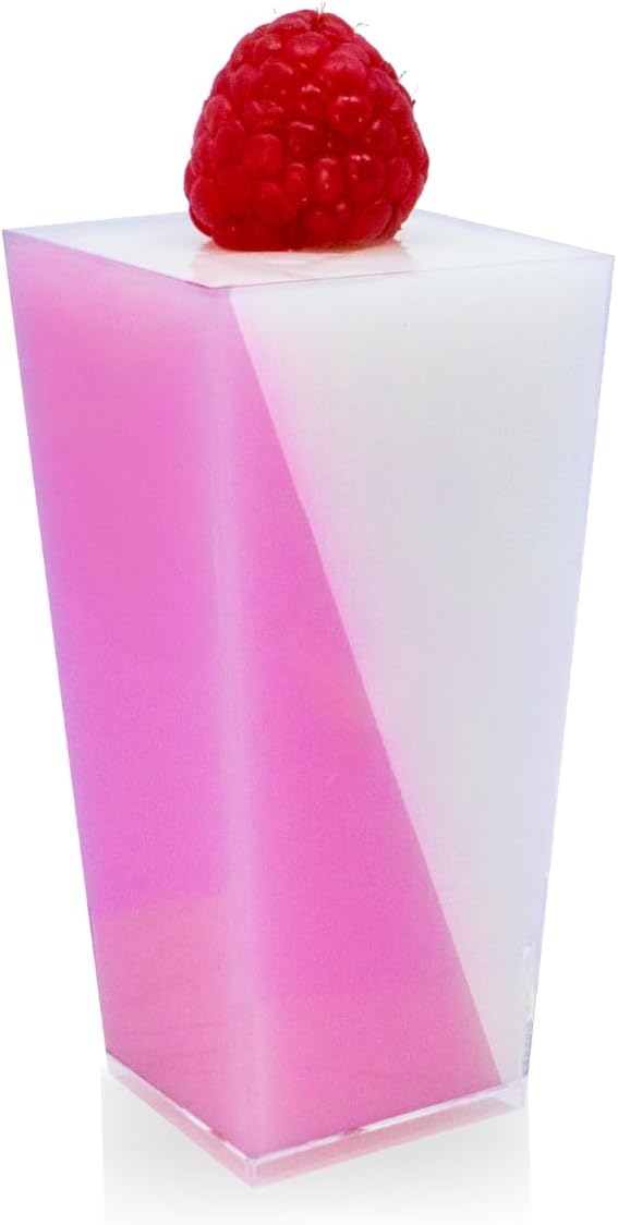 50 Pack Tiny 3oz Tall Pyramid Shooter | Disposable Mini Plastic Dessert Cups | Tiny Square Treat