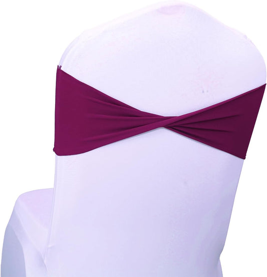 MDS Pack of 25 Spandex Chair Sashes Bows Elastic Stretch Dining Chair Bands Ties Without Slider