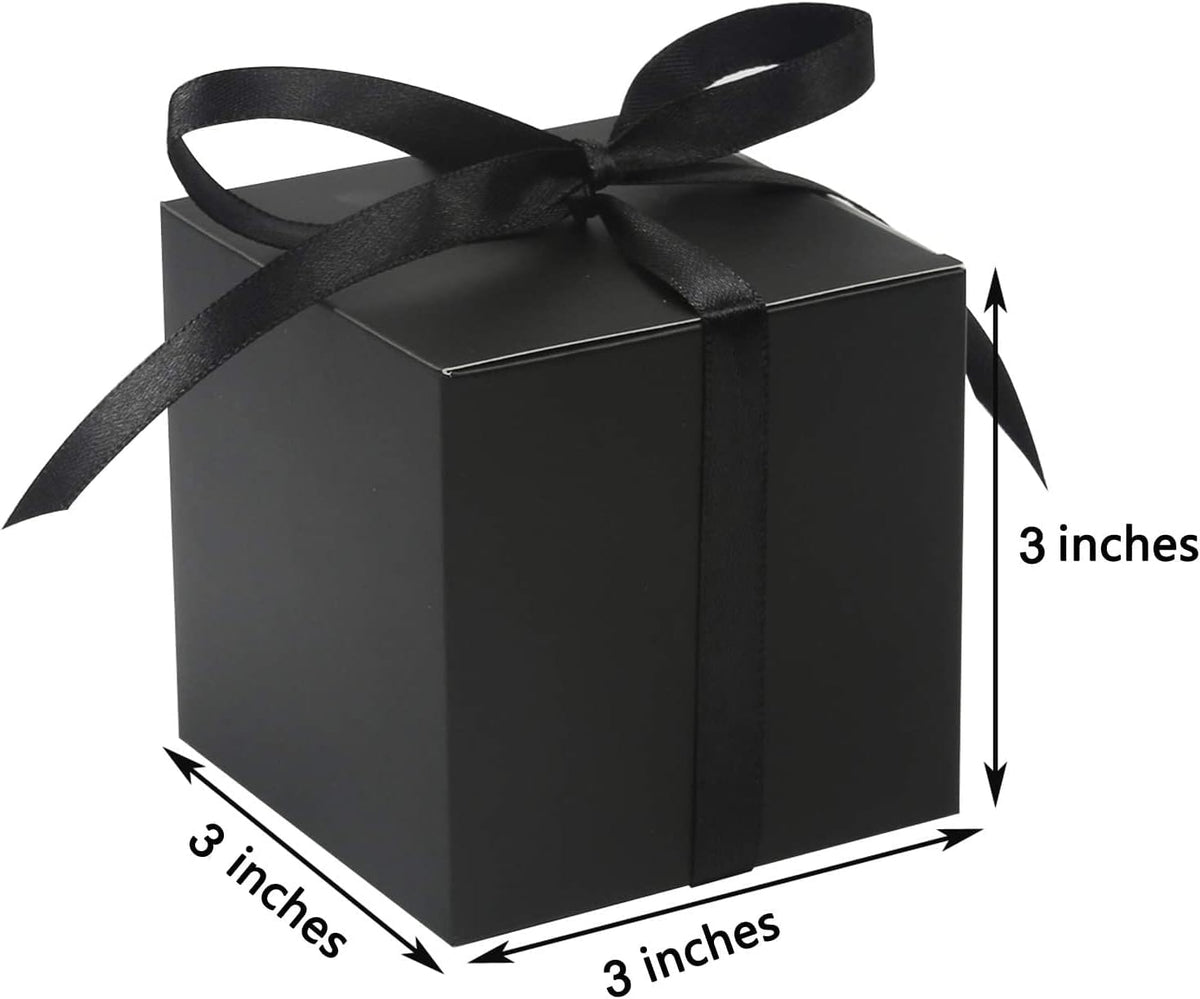 COTOPHER 25pcs Wedding Favor Boxes, Paper Gift Boxes 3x3x3 Inches Small Gift Boxes with Ribbons for