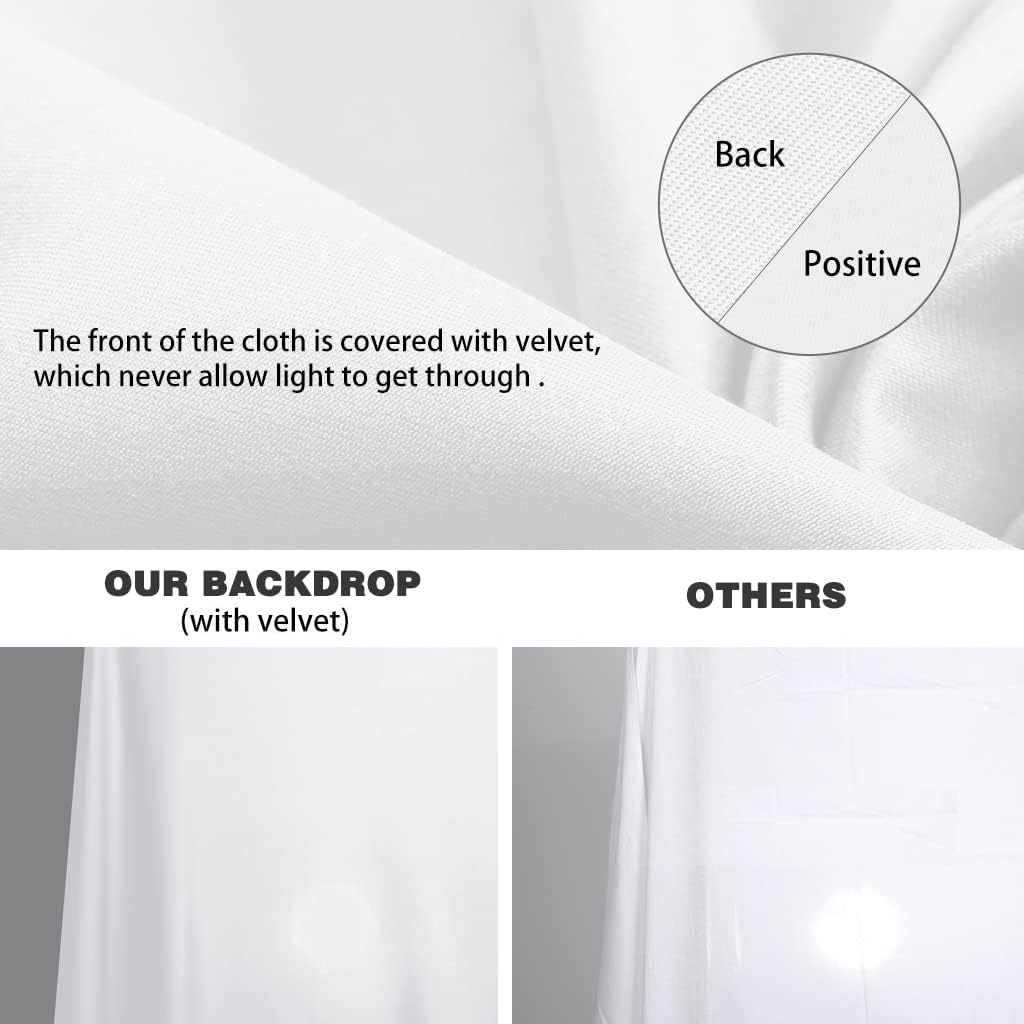 10X20ft White Photo Backdrops for Photography, LCUIRC TWO ROD POCKET White Backdrops Curtain for