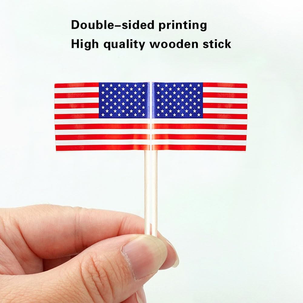 American Flag USA Flag, Small Mini American Toothpick Flags for Food, Cupcakes, Cocktails
