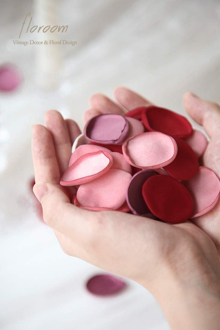 Floroom 300pcs Rose Petals Elegant Maroon Faux Silk Flower Petals for Wedding Flower Girl Basket
