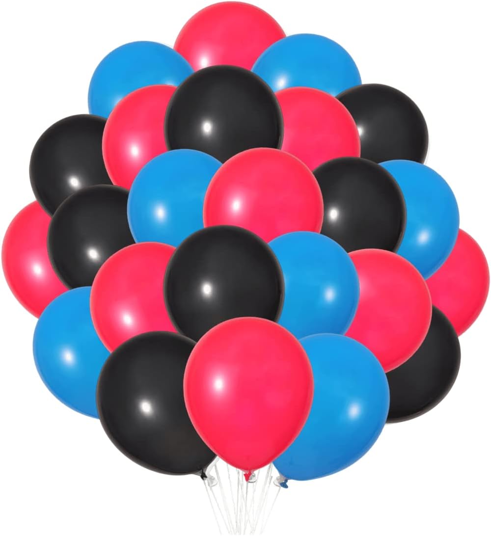 300 Pack Red Black Blue Balloons 100 of each of the 3 colors 12 inch Red Black Blue Latex Party