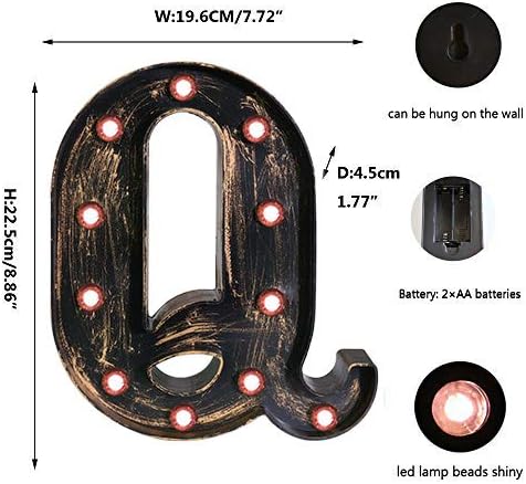 OYCBUZO Golden Black Led Marquee Letter - Industrial, Vintage Style Light Up Alphabet Letter Sign