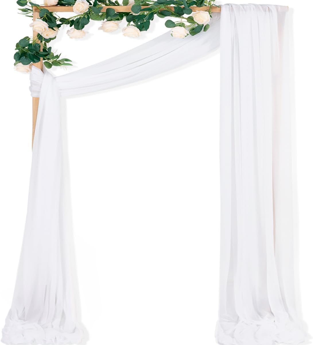 MLMC White Sheer Wedding Arch Draping Fabric 1 Panel 29" x 20 FT Extra Long Airy Gauze Drapes