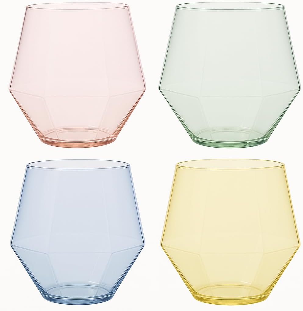 40 count Diamond Unbreakable Stemless Plastic Wine Champagne Whiskey Glasses Elegant Durable