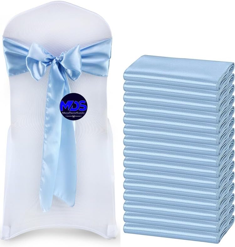 MDS Pack of 150 PCS Satin Chair Sashes Charmeuse Sateen Dining Chair Bows Ribbon Ties Back Sash for
