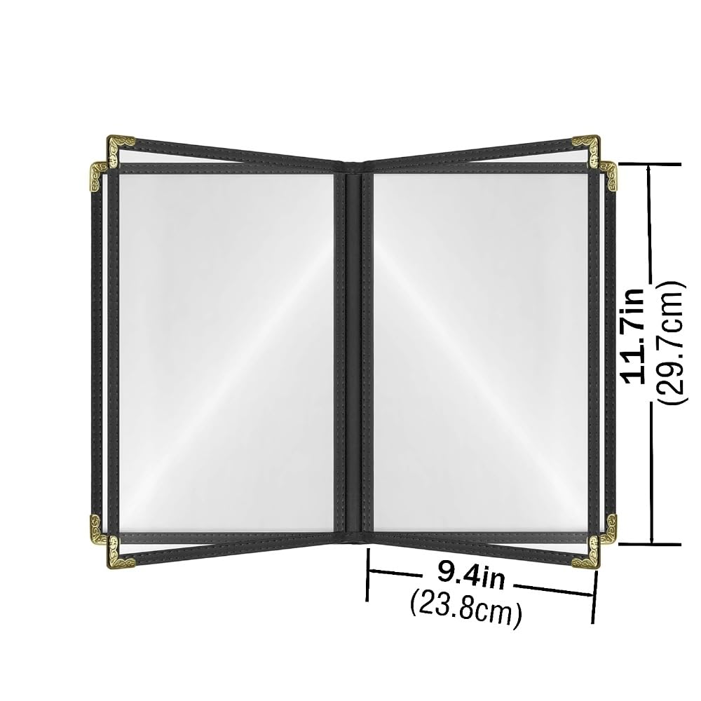 Goodsmart Restaurant Menu Covers - 25 Pack Black 8.5" x 11", 4-Page/8-View, Side-Loading Vinyl Menu