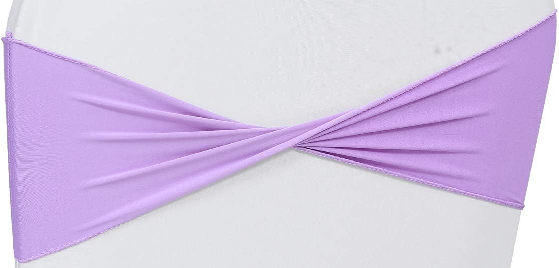 VDS Pack of 75 PCS | Lavender | Spandex Chair Sashes Bows Without Buckle | Stretch Elastic Banquet