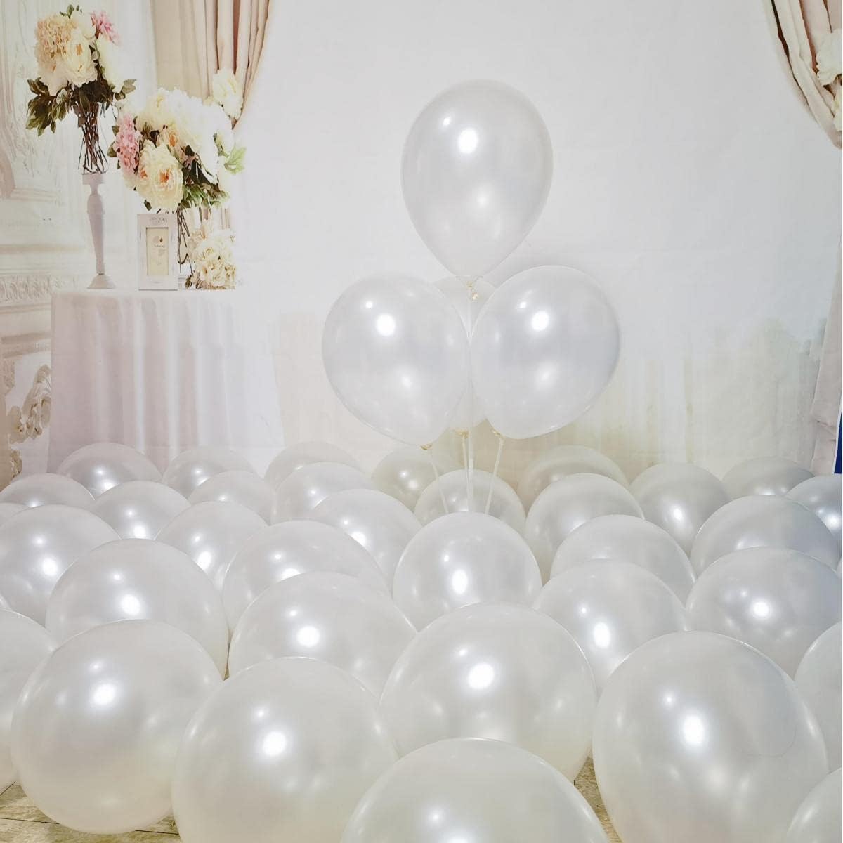 300 Pack White Pearl Balloons 12 inch Pearl White Latex Party Balloon Bulk for Various Party Events