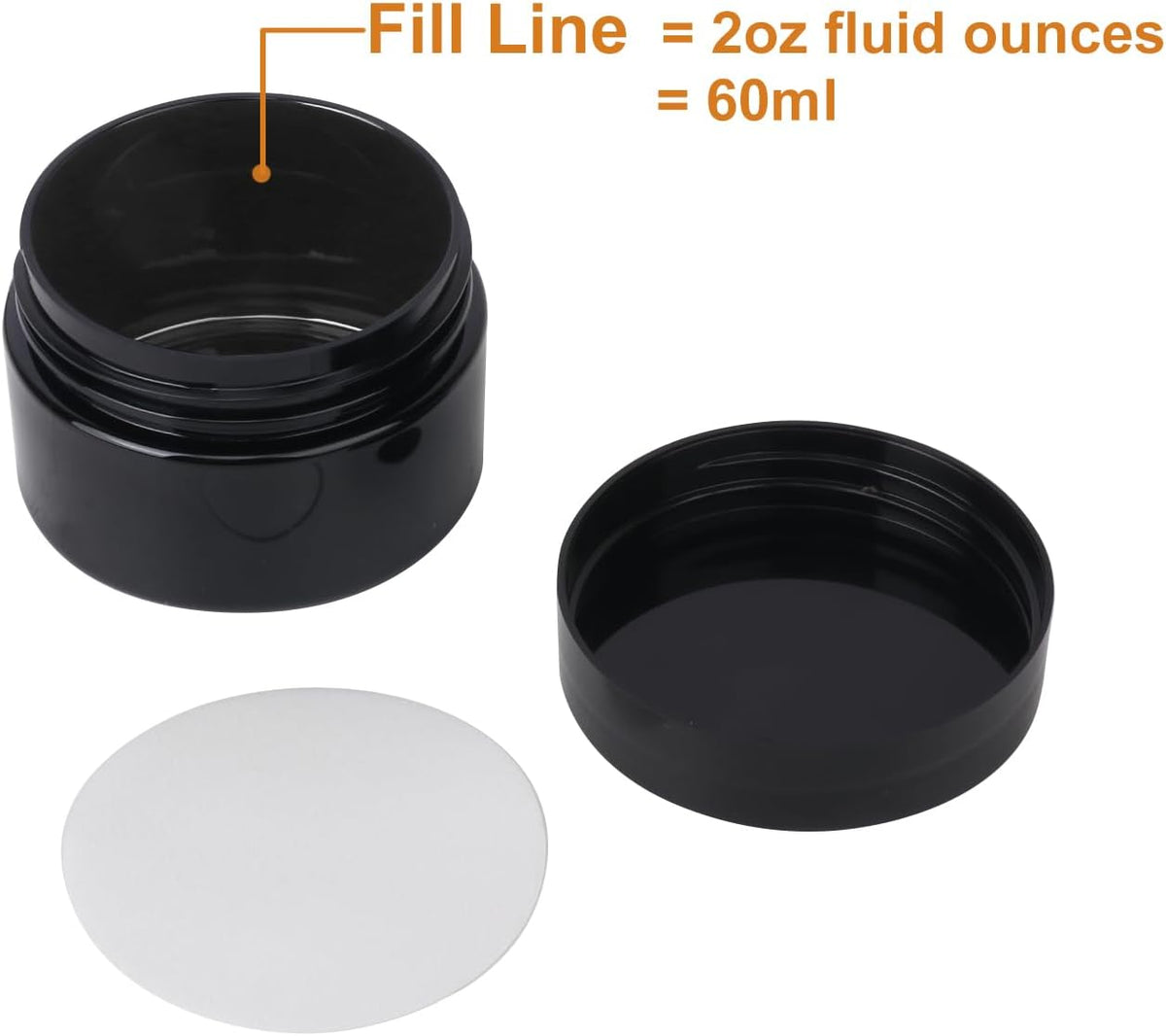 110 Packs 2 OZ Black Plastic Jars with black Lids, Body Butter Containers, Cosmetic Containers jars