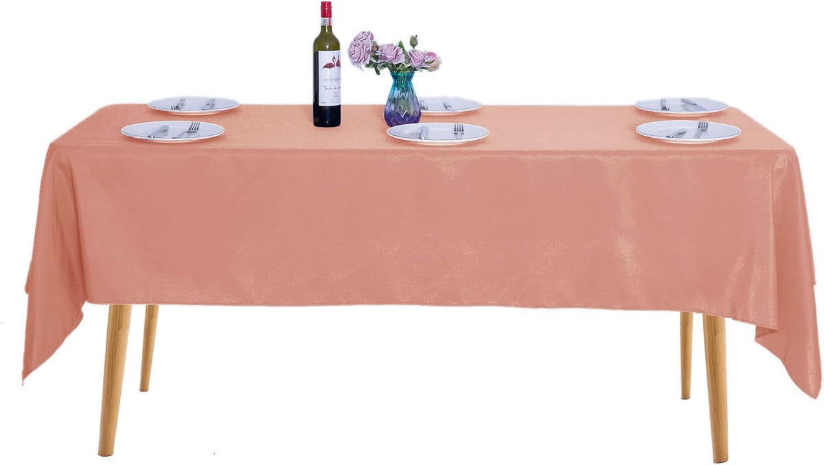 Ascoza 2pack 60x102 Inch Dusty Pink Rectangular Tablecloth 6 Feet Table Cloth in Polyester Fabric