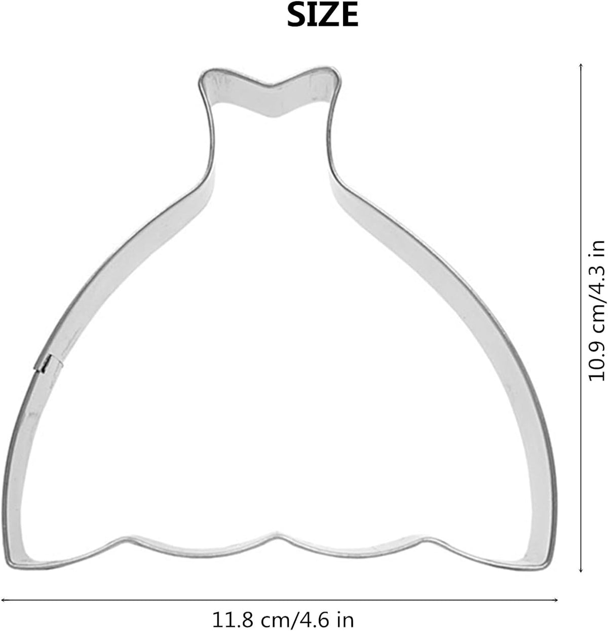 Large Size Dress Shaped Cookie Cutter, Stainless Steel Strapless Princess Party Wedding Dress
