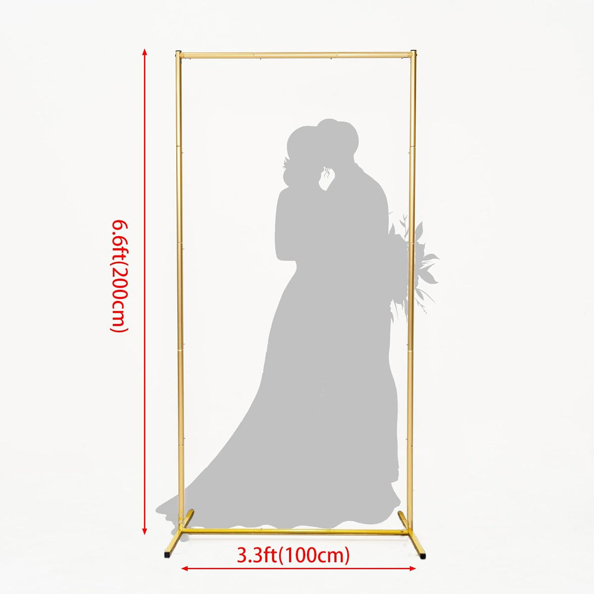 Wedding Square Balloon Arch Stand, Gold Backdrop Stand 6.6 x 3.3 FT Metal Party Frame for Wedding