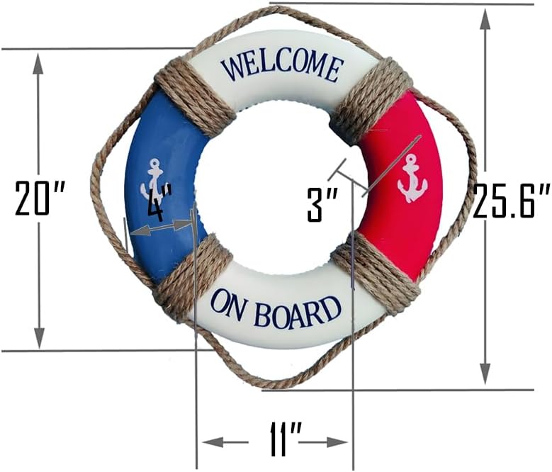 MorroMorn Lifebuoy Wall Hanging Decor - Welcome Aboard Mediterranean Style Home Decoration Hemp
