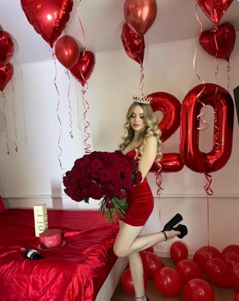 Red Number 1 Balloon 40 inch, Number 1 Birthday Balloon for Boy Girl, Red Foil One Balloon for 1st