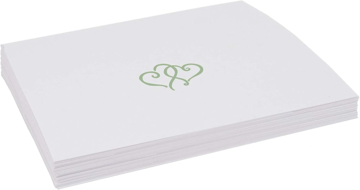 Linked Hearts Place Cards, Sage (Choose Color), Set of 60, Pre-cut and Scored - Wedding, Party