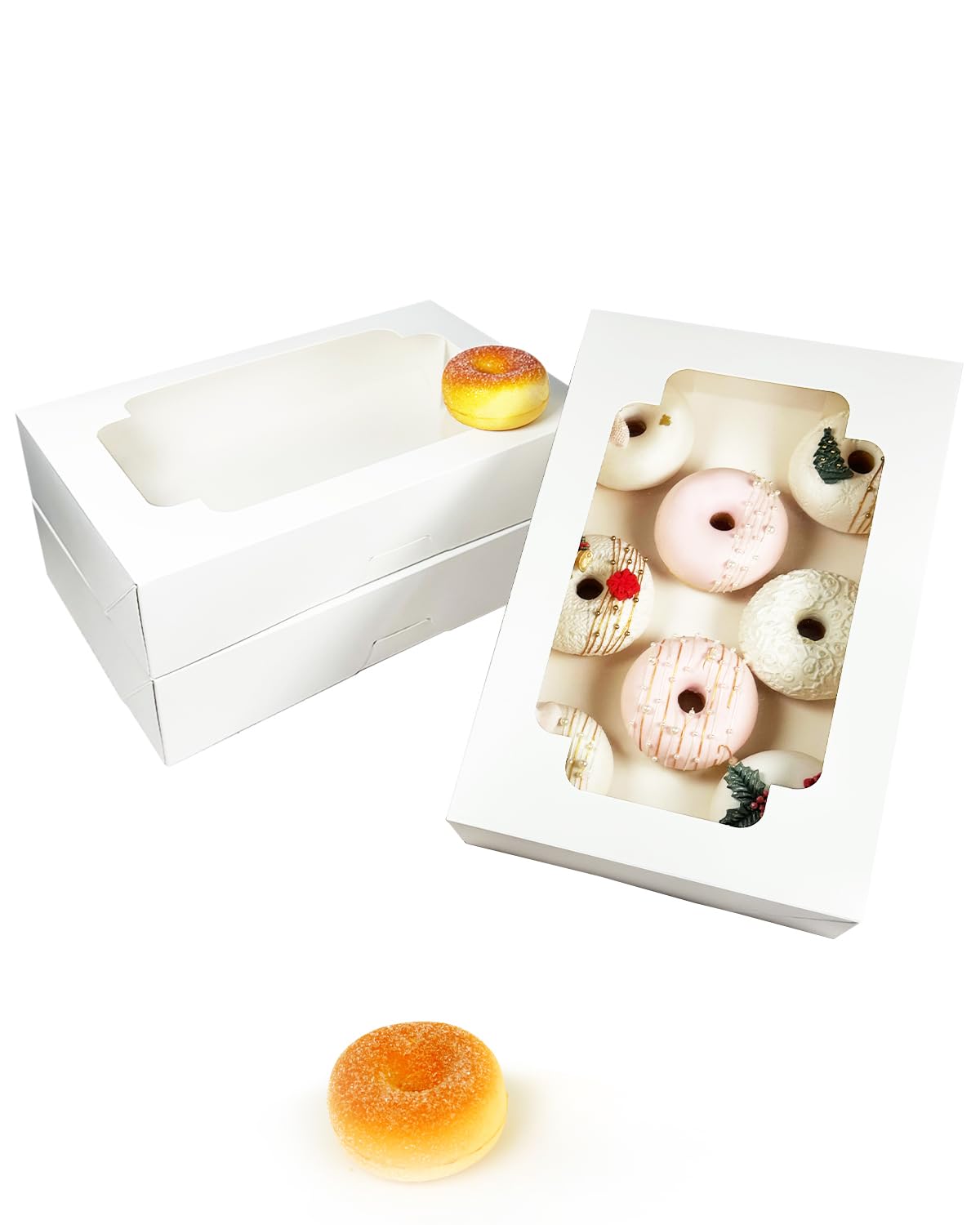 qiqee Auto-pop up White Cookie Box with Window 12x8x2.5 inch 32 Packs Two Uses One Second Folding