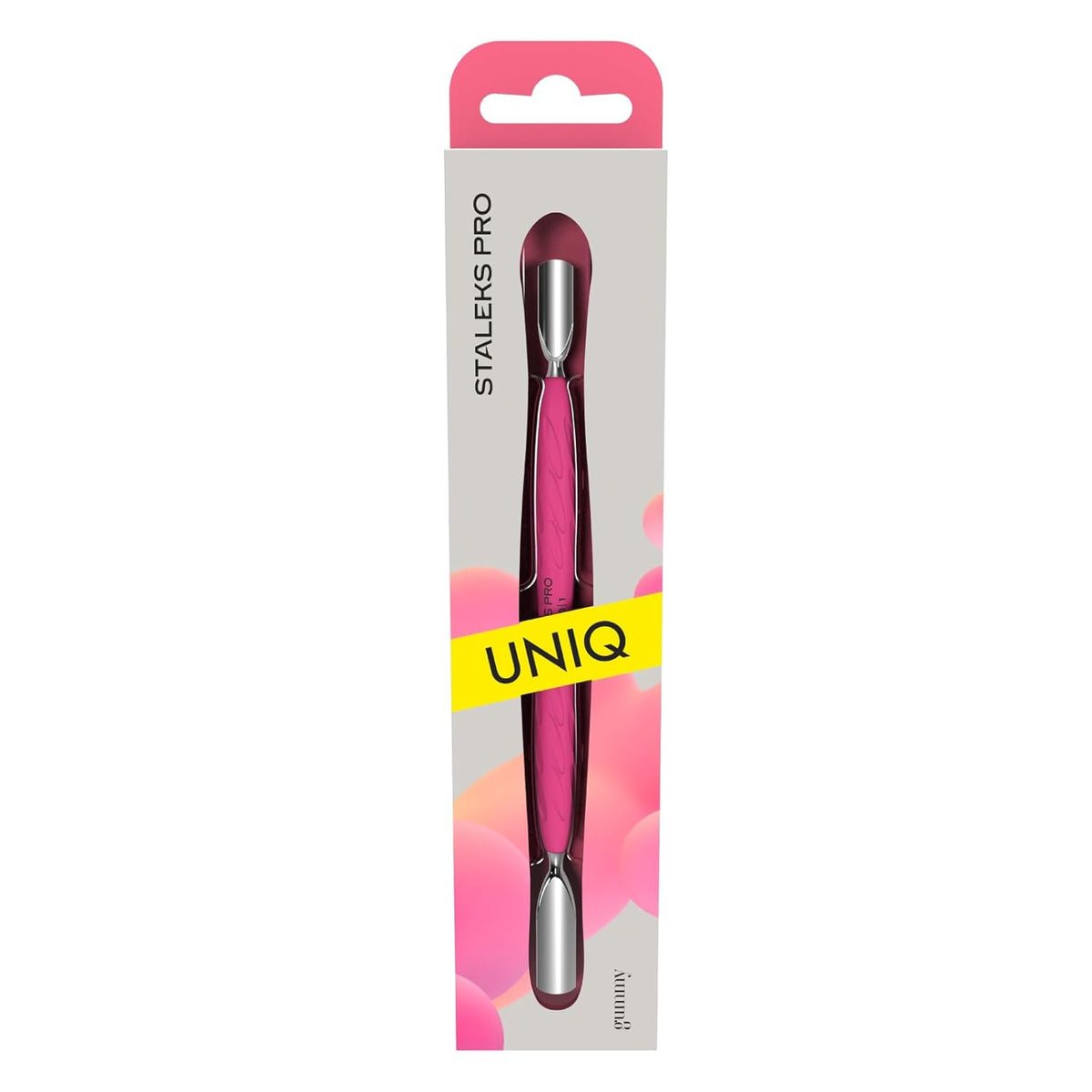 Staleks Manicure pusher Gummy with silicone handle UNIQ 10 TYPE 1 – Stainless Steel – Professional