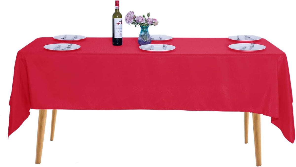 Ascoza 2pack 60x102 Inch Red Rectangular Tablecloth 6 Feet Table Cloth in Polyester Fabric for