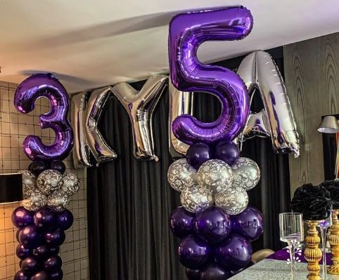 Large Purple Number 3 Balloon 40 Inch, 3 Three Wednesday Birthday Balloons,3rd 13 30 31 33 43 53