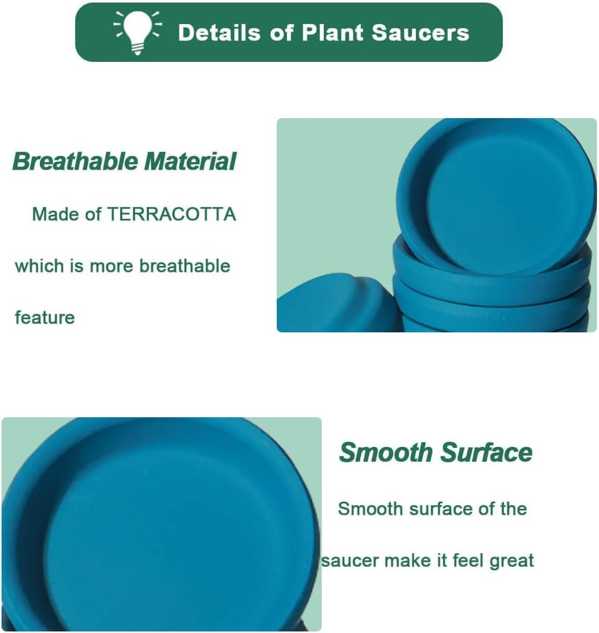vensovo 2 Inch Steel Blue Terracotta Plant Saucer Pots Tray - 12 pcs Mini Planter Saucers for