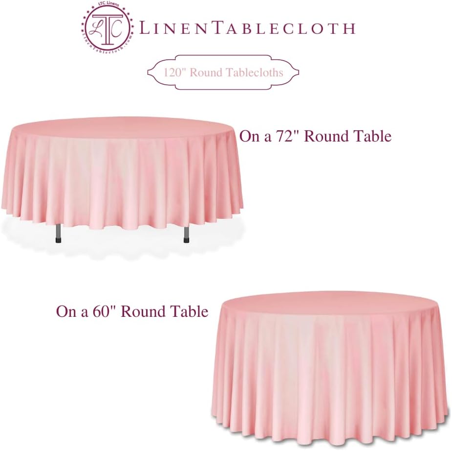 LTC LINENS 10 Pack 120 Inch Round Tablecloth Fuchsia for 60 Inch Round Table - Bulk Round Table