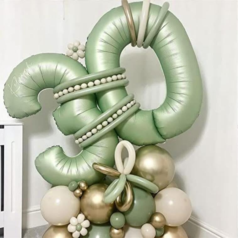 40 inch Olive Green Number 3 Balloon Large Jumbo Digit 3 Foil Helium Number Balloon for Wedding